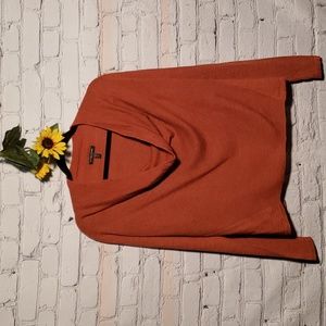 Eileen Fisher sweater cowl neck burnt orange / brown 100% merino wool Sz SP